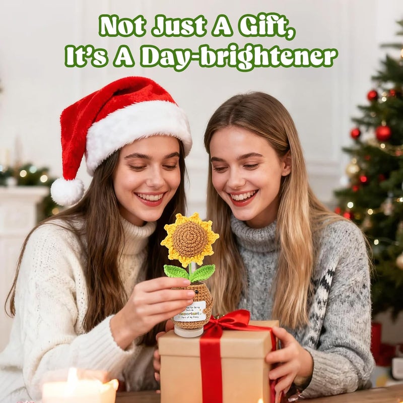 SmartDomo Positive Crochet Sunflower Inspirational Gift with Card Sometimes You Forget You're Awesome, Affirmation Gifts for Women, Emotional Support Plant for Friend, Teacher, Mom, Coworker - Image 5